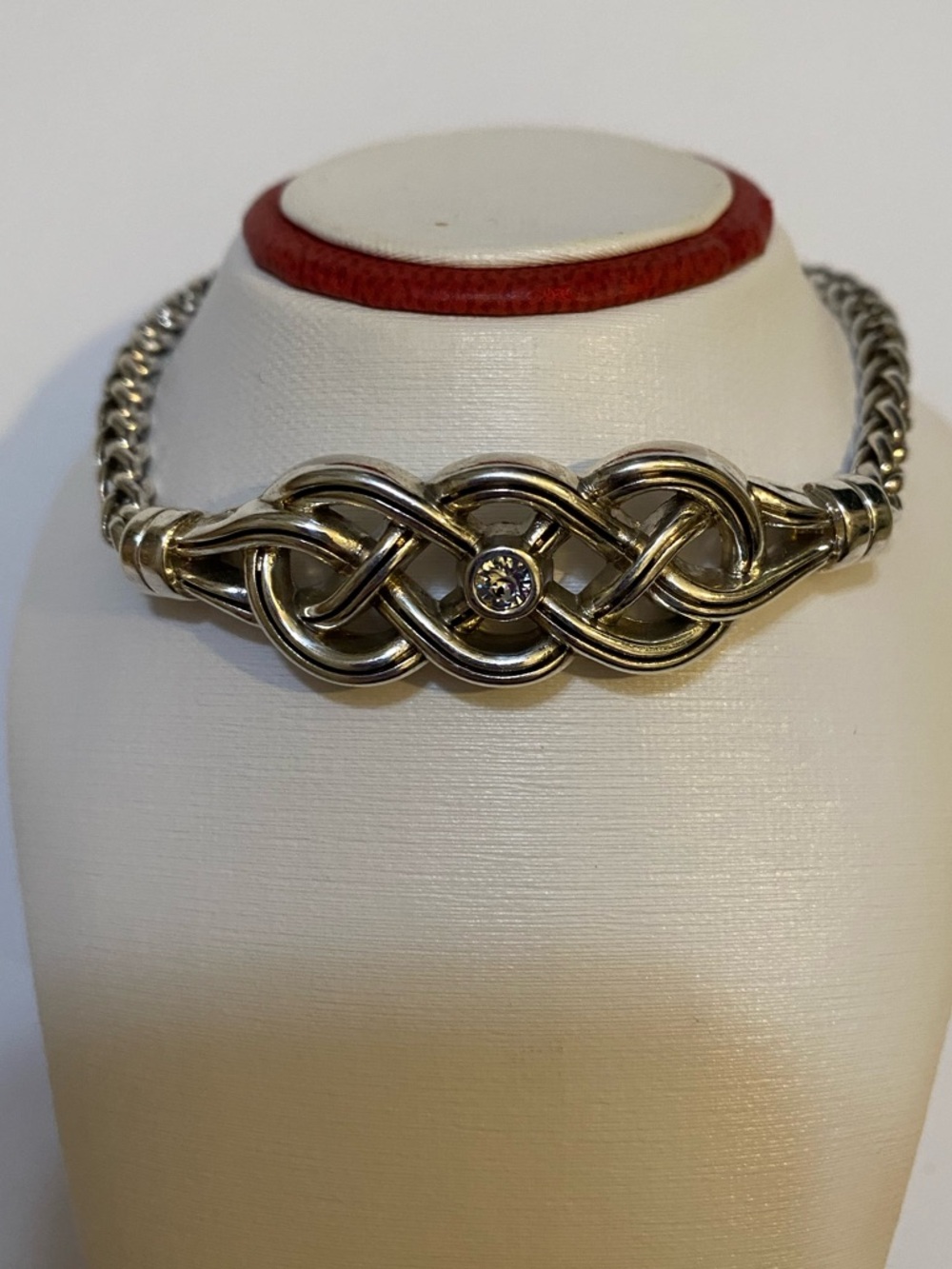 Brighton Interlock Embrace Silver Knot with Center Crystal Bracelet